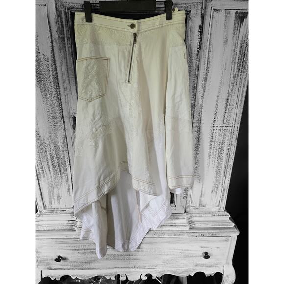 Pilcro Asymmetrical Denim Midi Skirt - New Size 10 - Picture 7 of 10